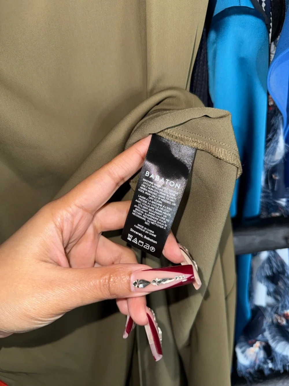 Babaton 90s Slit Satin Midi Dress Olive Green Square Neck Thigh Slit Size 8 New - Picture 7 of 10